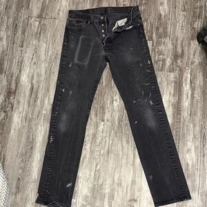 Levi's 501 Black Distressed Jeans